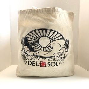 Del Sol Tote Canvas Hawaiian Flower Sun Wave Color Changing Sun Rainbow Y2K